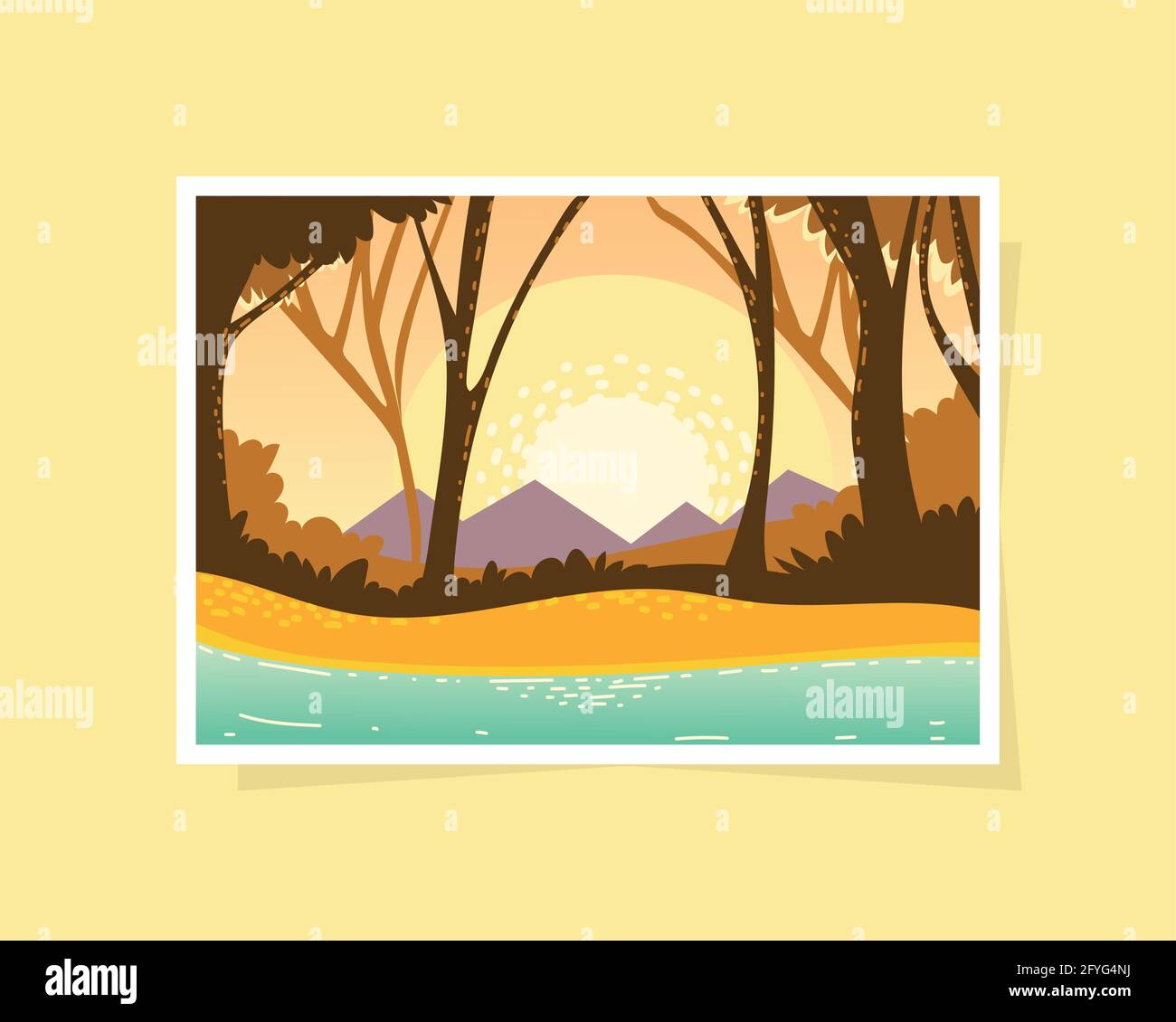 forest sunset river Stock Vector Image & Art - Alamy