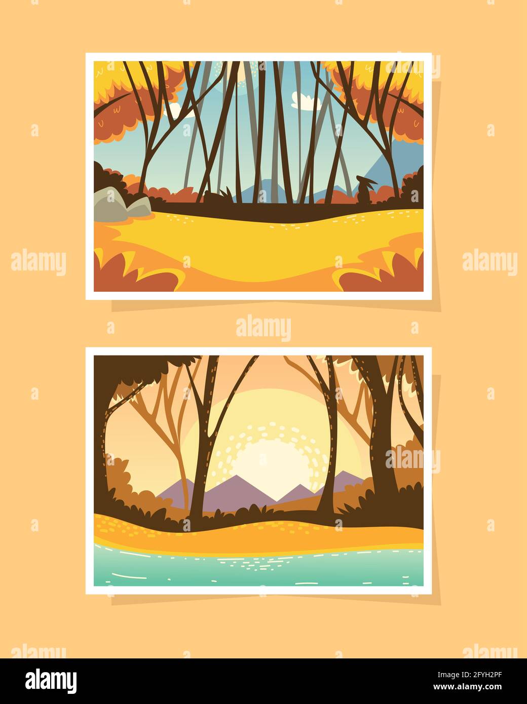 forest landscapes sunset Stock Vector Image & Art - Alamy