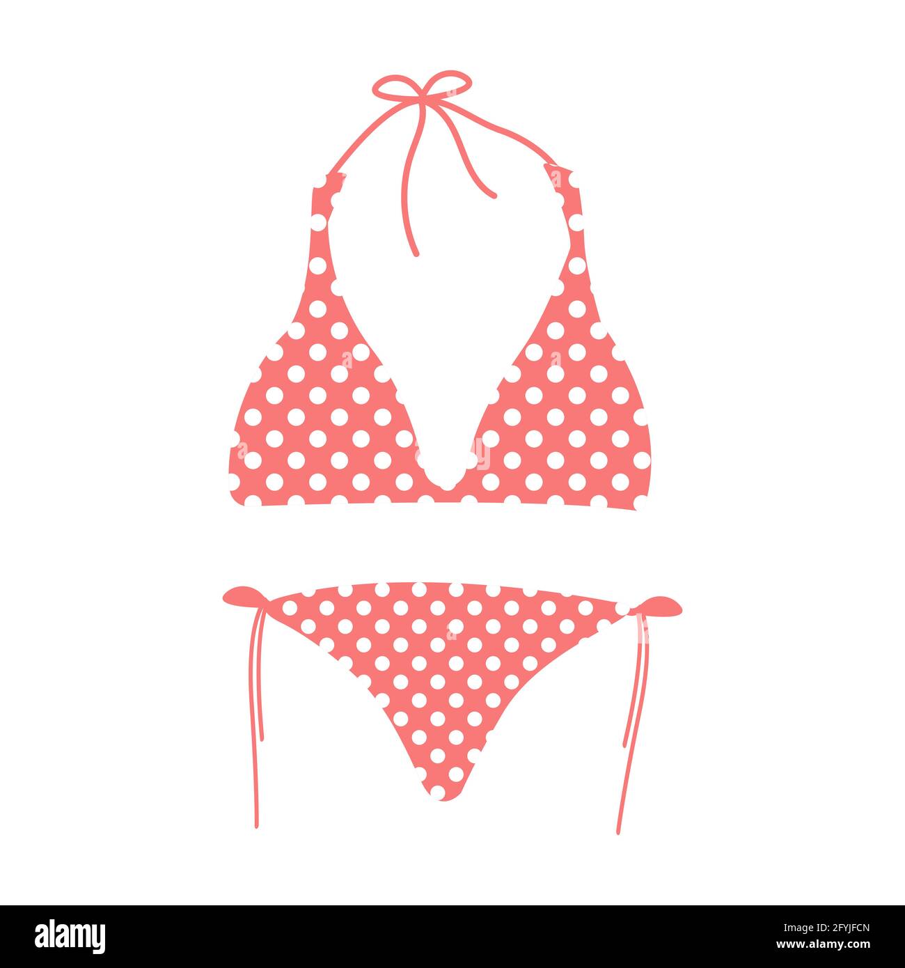Cartoon vector illustration isolated object summer swimming suit pink bikini  with cute round white dot Stock Vector Image & Art - Alamy