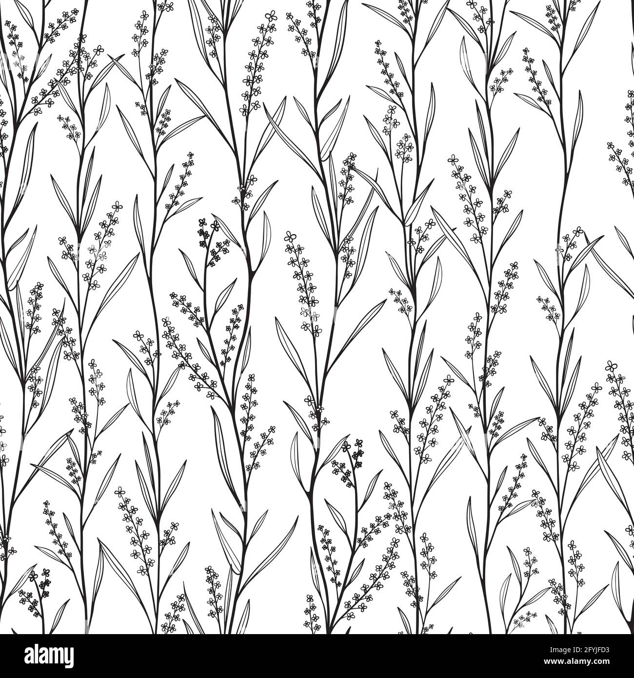 Seamless pattern with leaves silhouette. Nature background with tree branches. Vector seamless pattern with decorative twigs Stock Vector