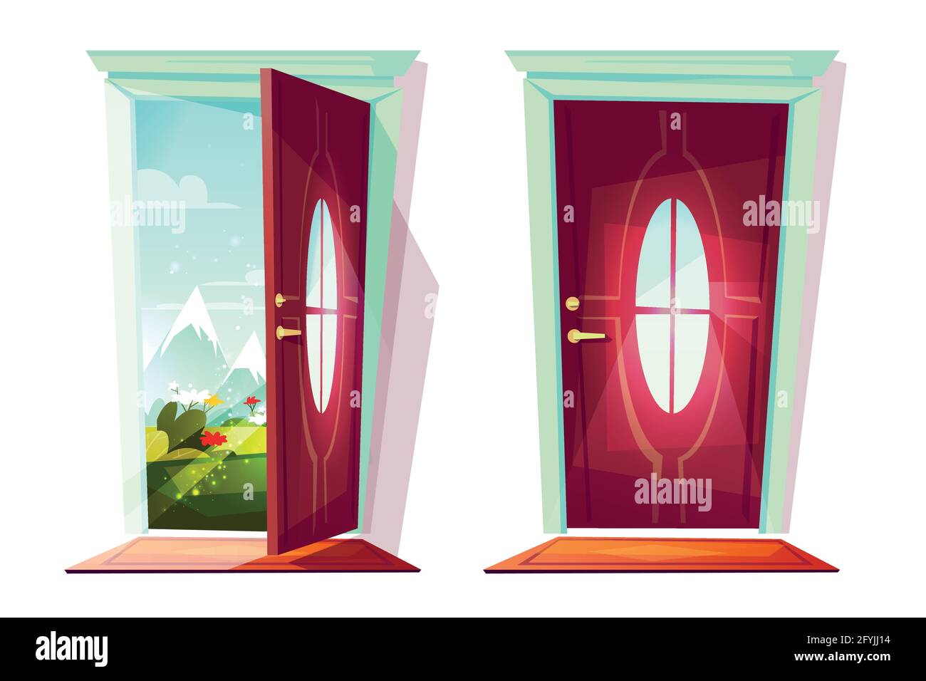 House Door Open An Closed Vector Illustration Of Entrance With View On Flowers In Street Or Yard Garden Lawn With Mountains Cartoon Corridor Interio Stock Vector Image Art Alamy House Door Open An Closed Vector Illustration Of Entrance With View On Flowers In Street Or Yard Garden Lawn With Mountains Cartoon Corridor Interio Stock Vector Image Art Alamy