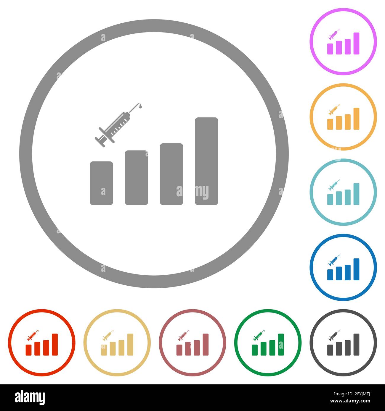 Vaccination graph flat color icons in round outlines on white ...