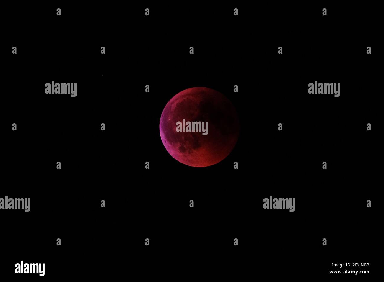 Red moon during eclipse in July 2018 Stock Photo