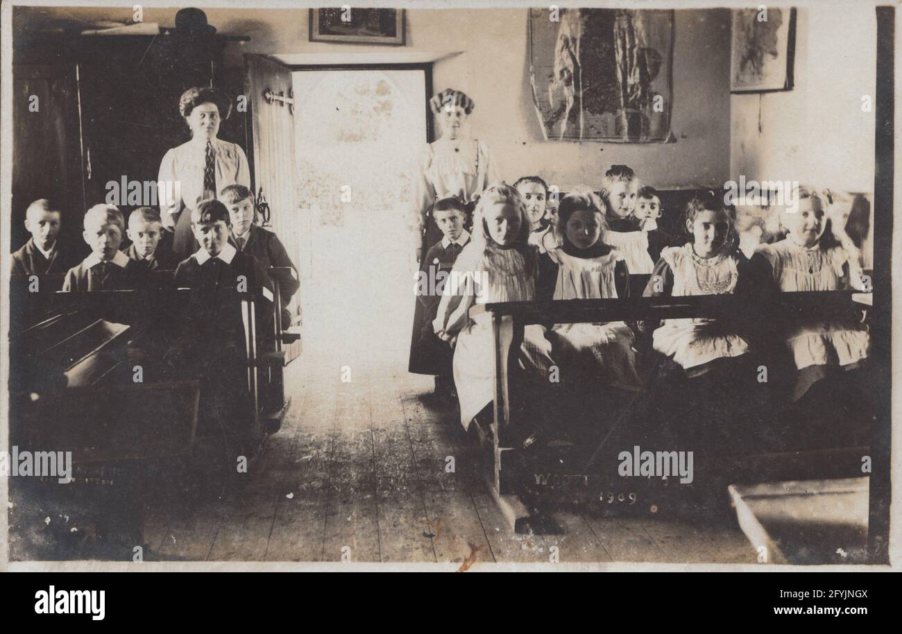 Segregated British School Children and Their Female Teachers Stock Photo