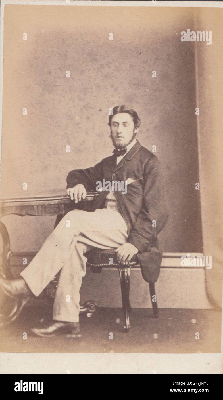 Victorian Glasgow, Scotland CDV (Carte De Visite) Showing a Seated Bearded Man Stock Photo