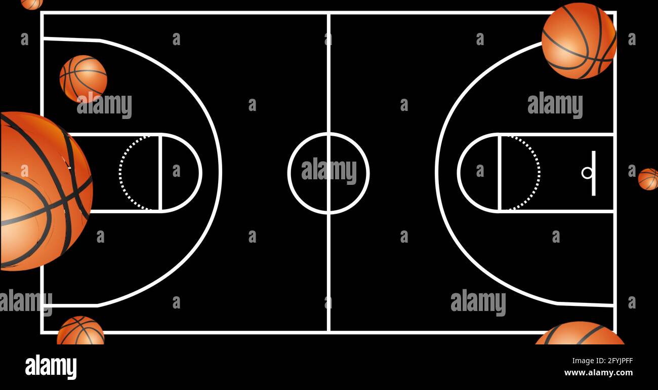 Label the court of the basketball