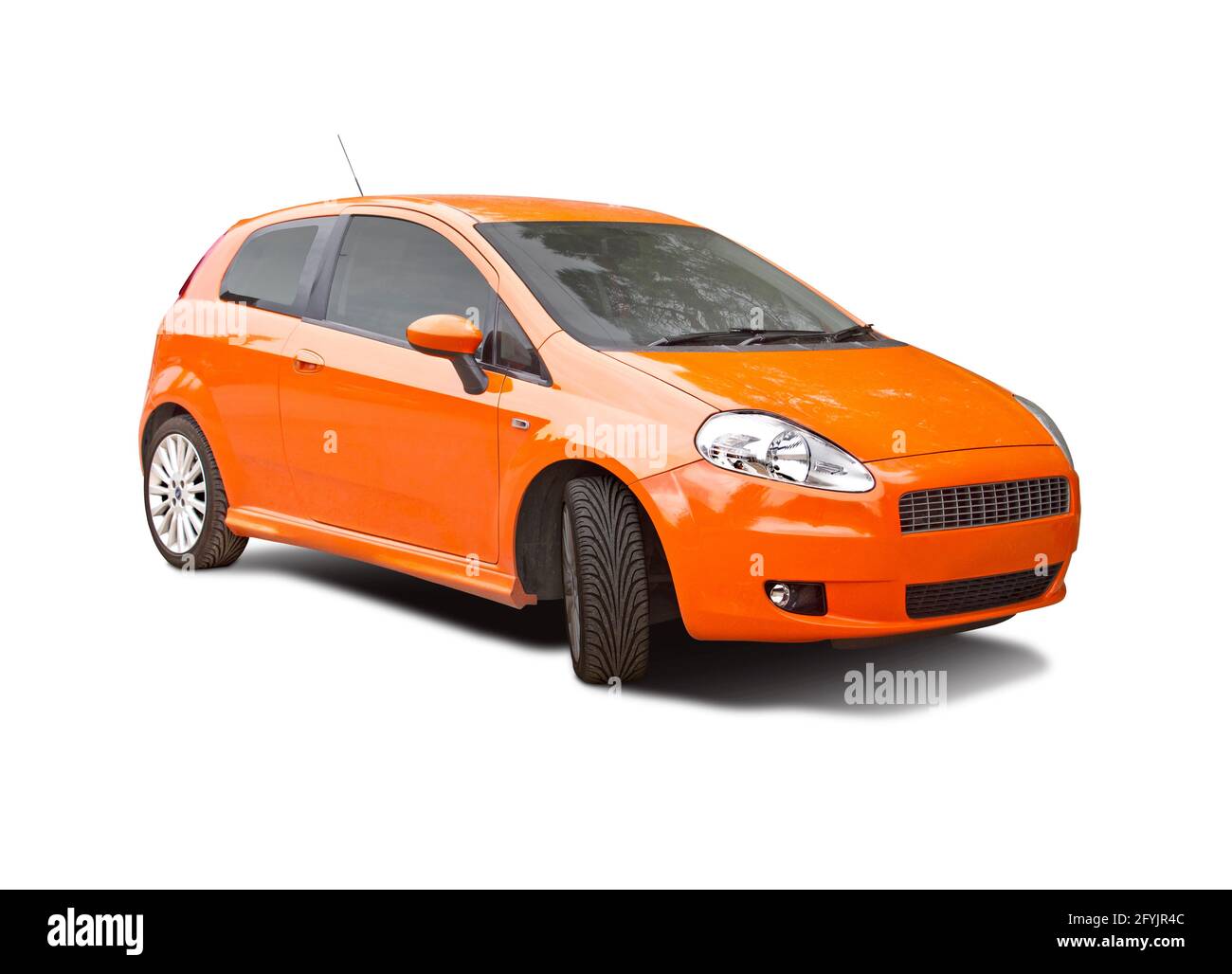 Orange Fiat Punto isolated on white background Stock Photo
