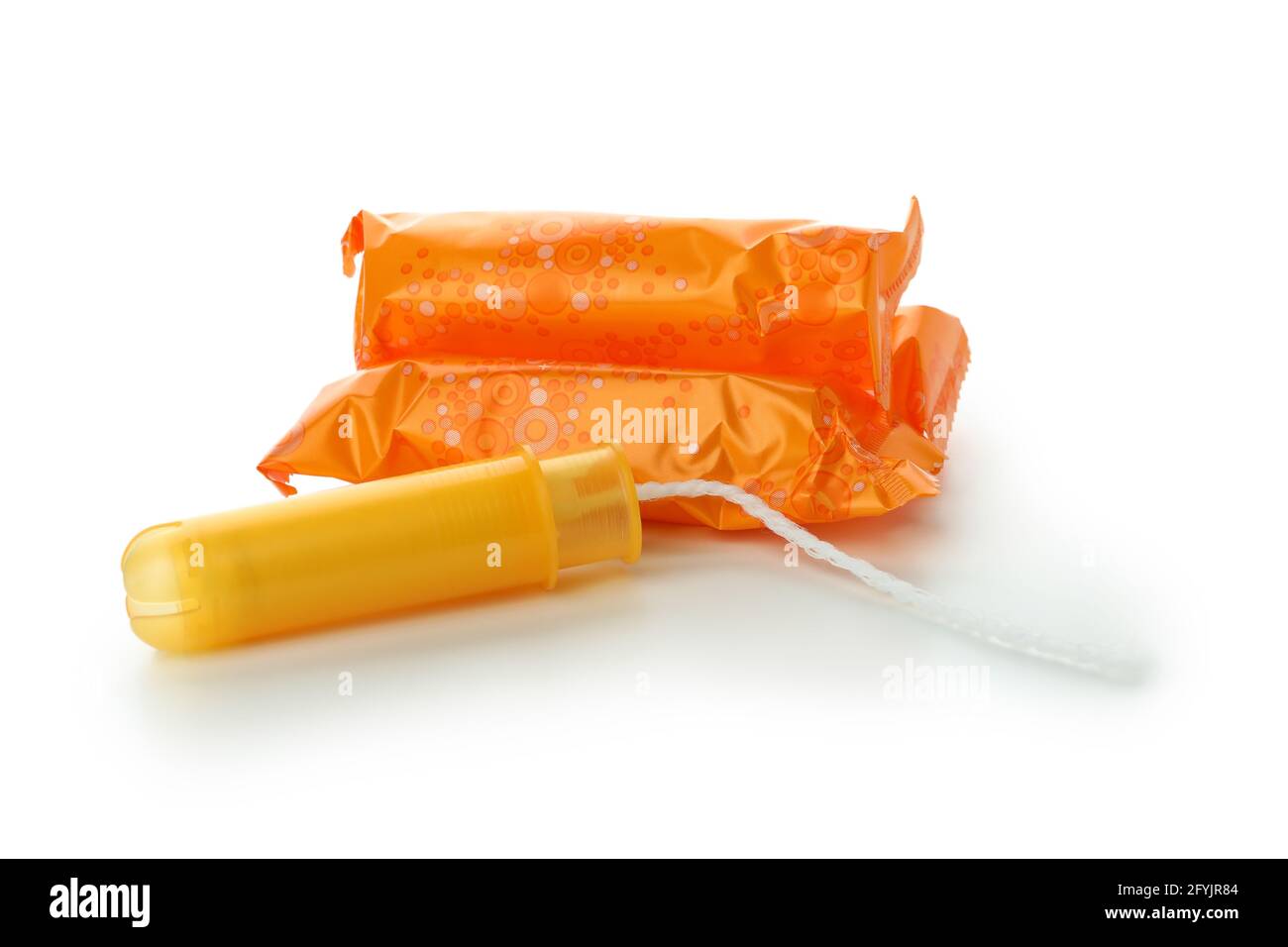 Orange unused tampons isolated on white background Stock Photo Alamy