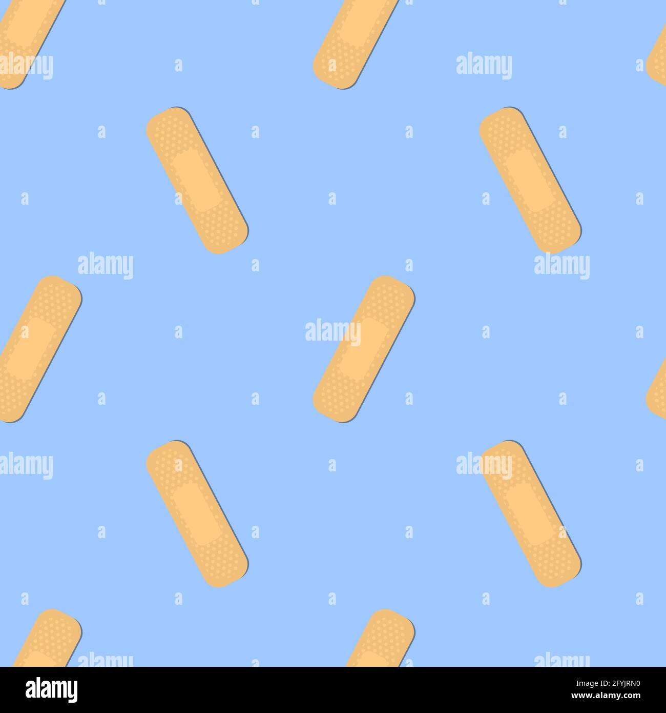 Seamless pattern with sticking plasters. Medical patch repeat texture. On blue background. Stock Vector
