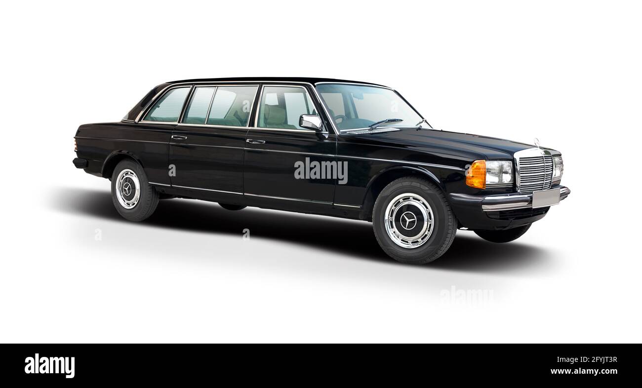Classic Mercedes-Benz limousine isolated on white background Stock Photo -  Alamy