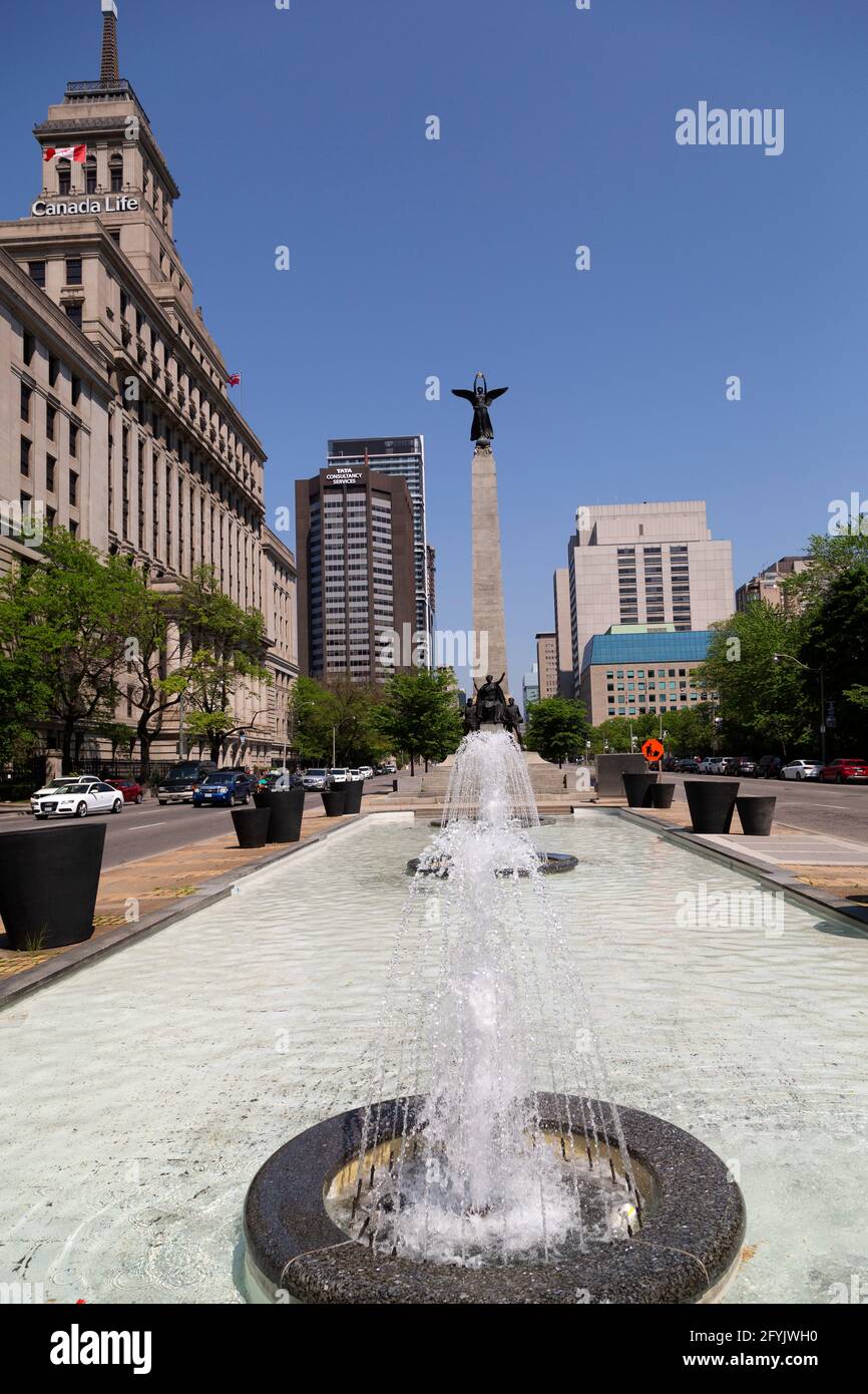 Fountains on University Avenue in downtown Toronto in Ontario, Canada