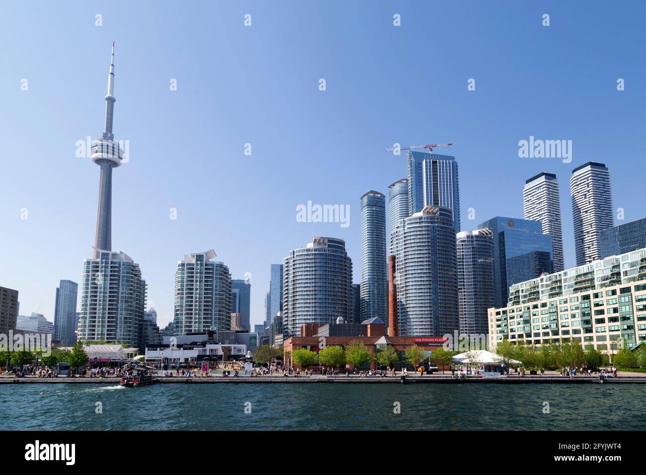The Toronto Waterfront in Ontario, Canada. Lake Ontario laps the