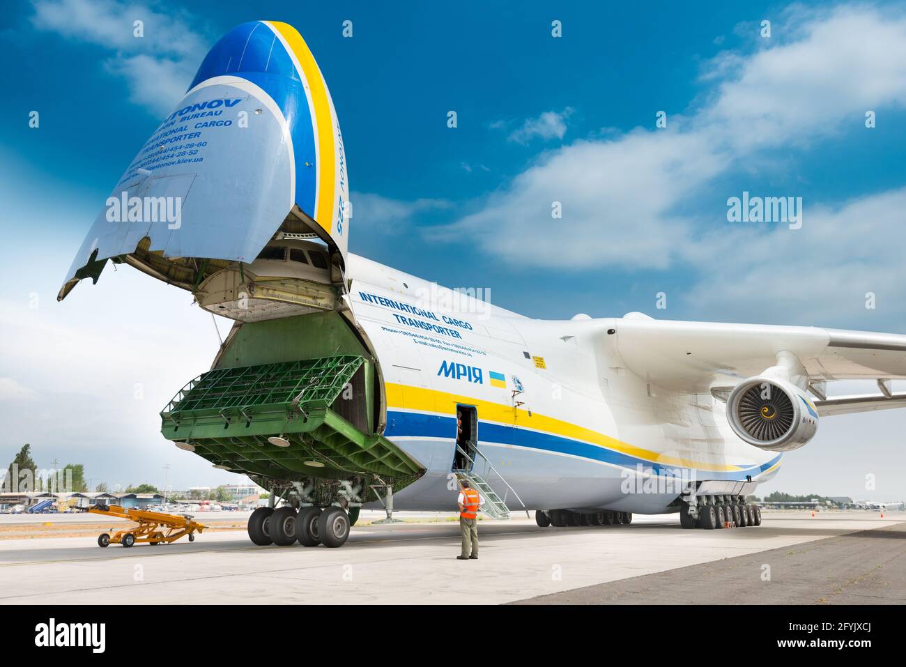 Santiago de Chile, Metropolitan Region, Chile, South America - The Antonov 225 also know as AN-225 and the biggest airplane in the world. Stock Photo