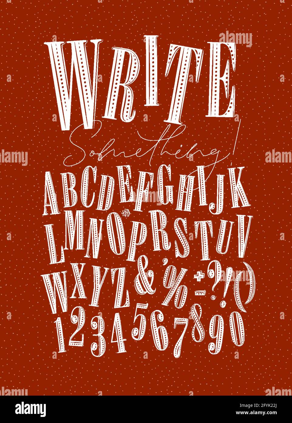 Modern decorative alphabet with lettering write something drawing on red background Stock Vector