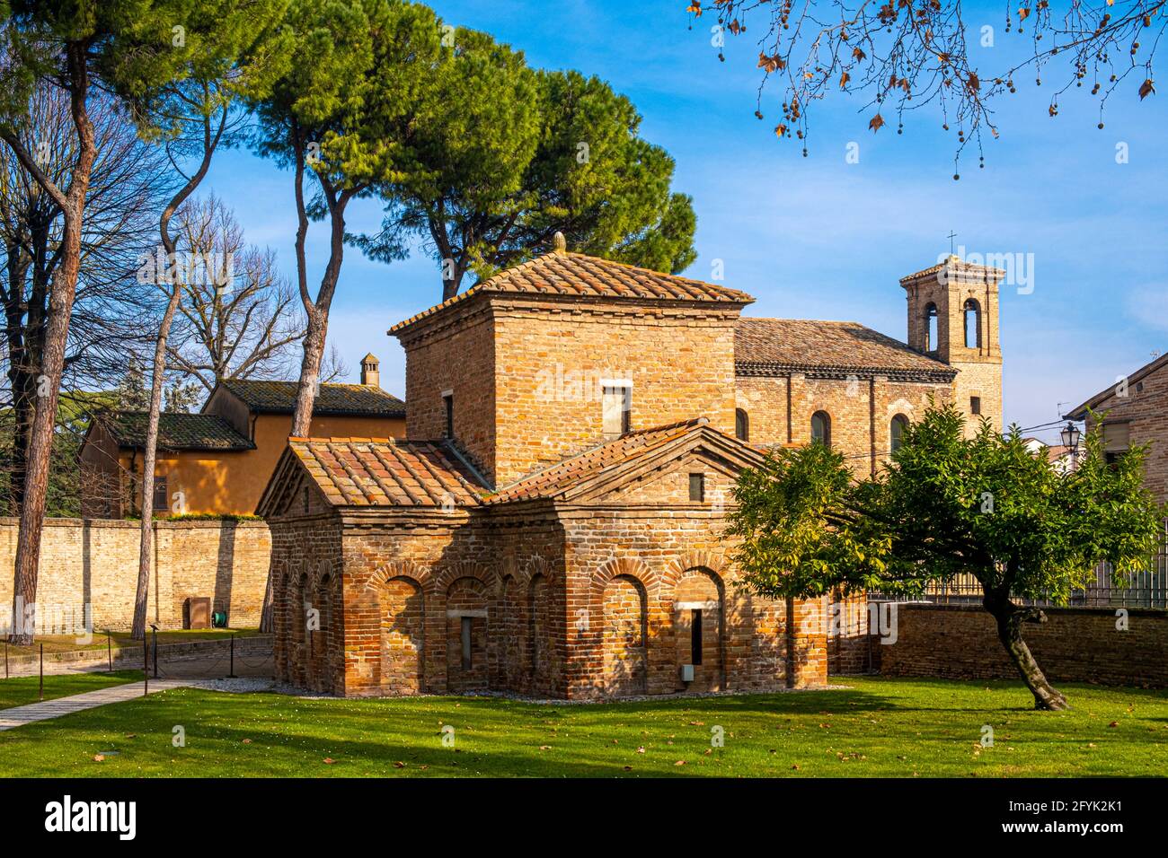 Exterior view of Mausoleum of Galla Placidia. Ravenna, Emilia Romagna, Italy, Europe. Stock Photo