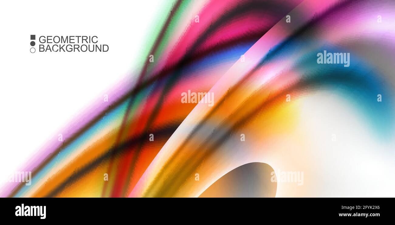 Geometric abstract background with waves in blurred colors Stock Vector