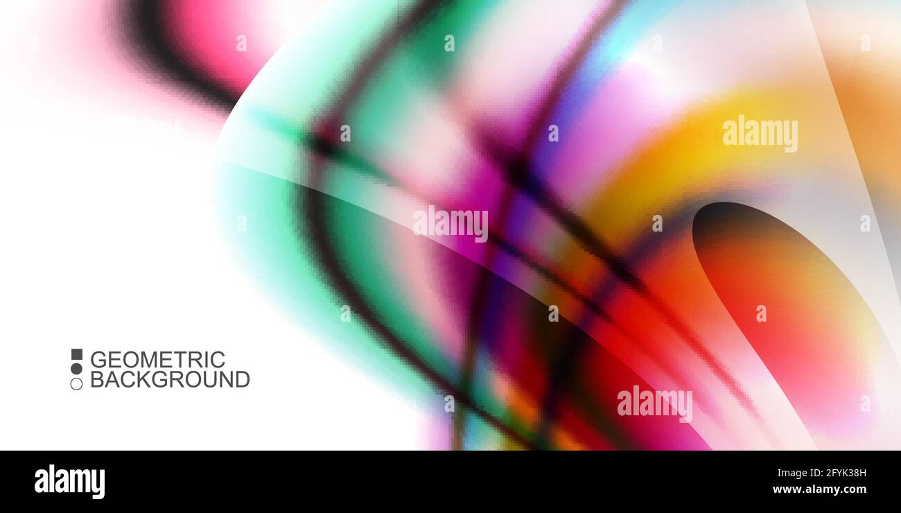 Geometric abstract background with waves in blurred colors Stock Vector