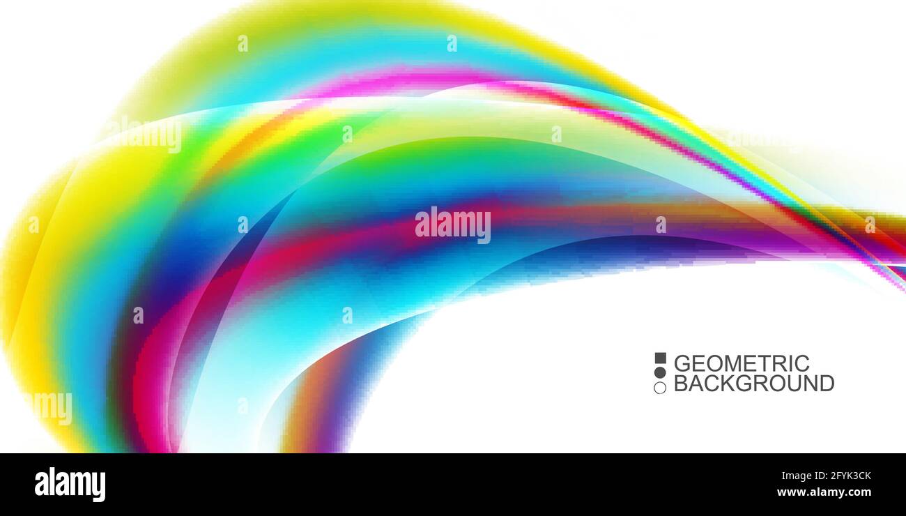 Geometric abstract background with waves in blurred colors Stock Vector