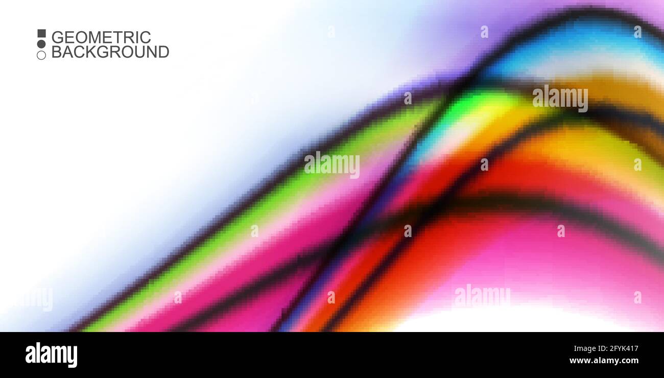 Geometric abstract background with waves in blurred colors Stock Vector