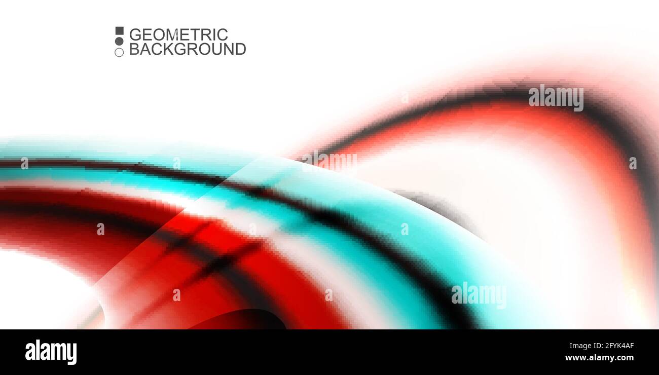 Geometric abstract background with waves in blurred colors Stock Vector