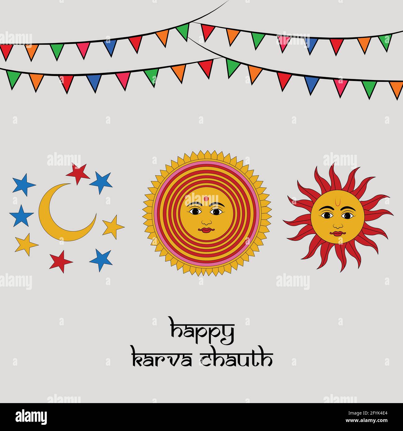 Hindu Festival Karva Chauth Stock Vector Image &amp; Art - Alamy