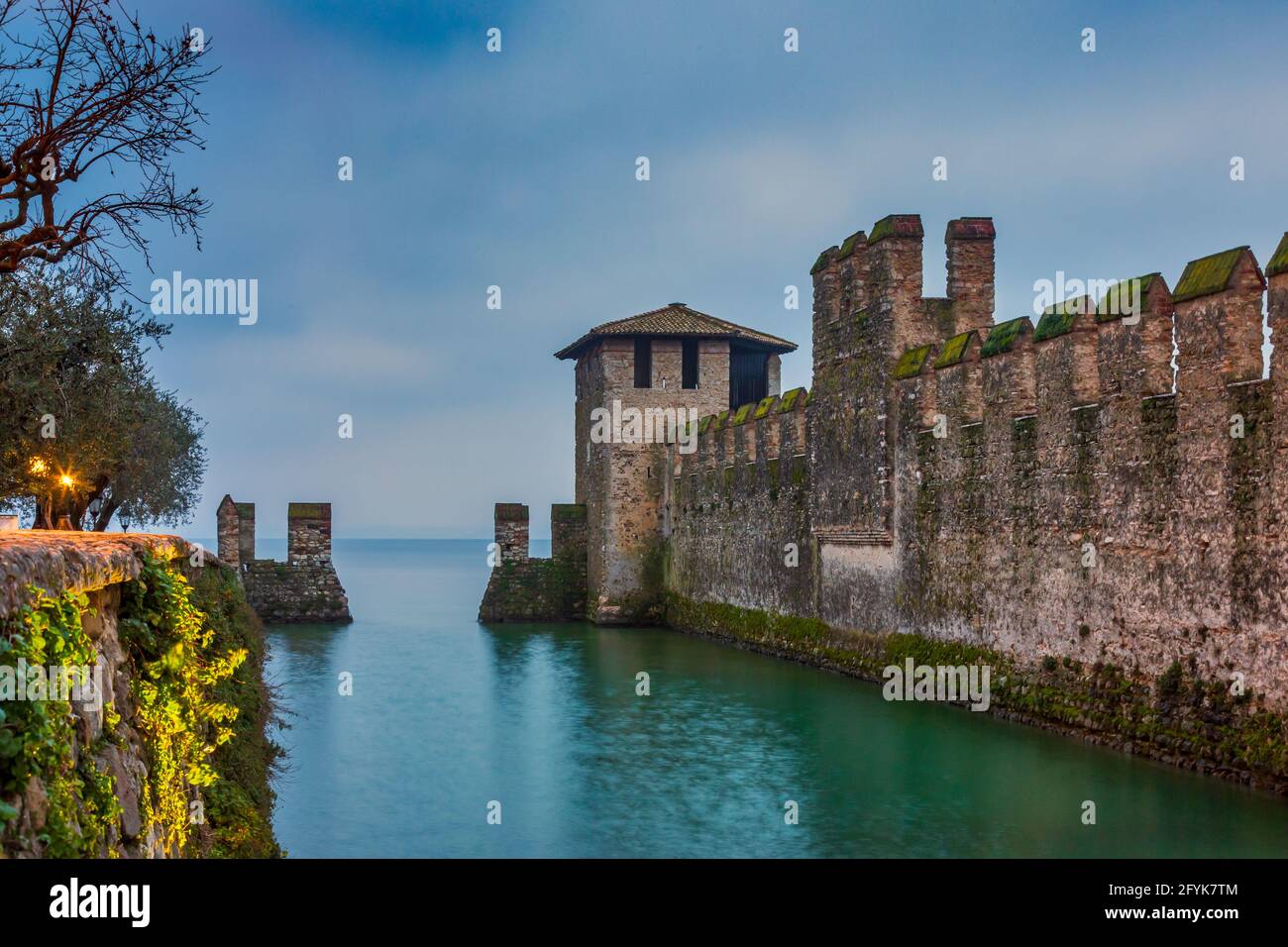 The castle in the Lake, Scaliger Castle, in Sirmione at Lake Garda. Stock Photo
