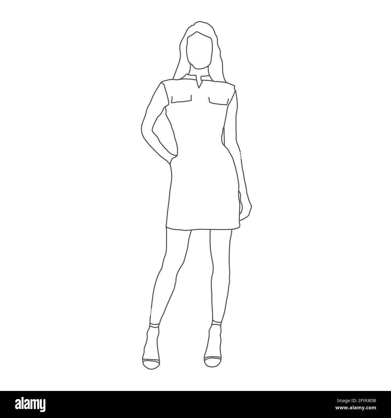Contoured silhouette of a fashionable girl. Flat Style Stock Vector Image & Art Alamy