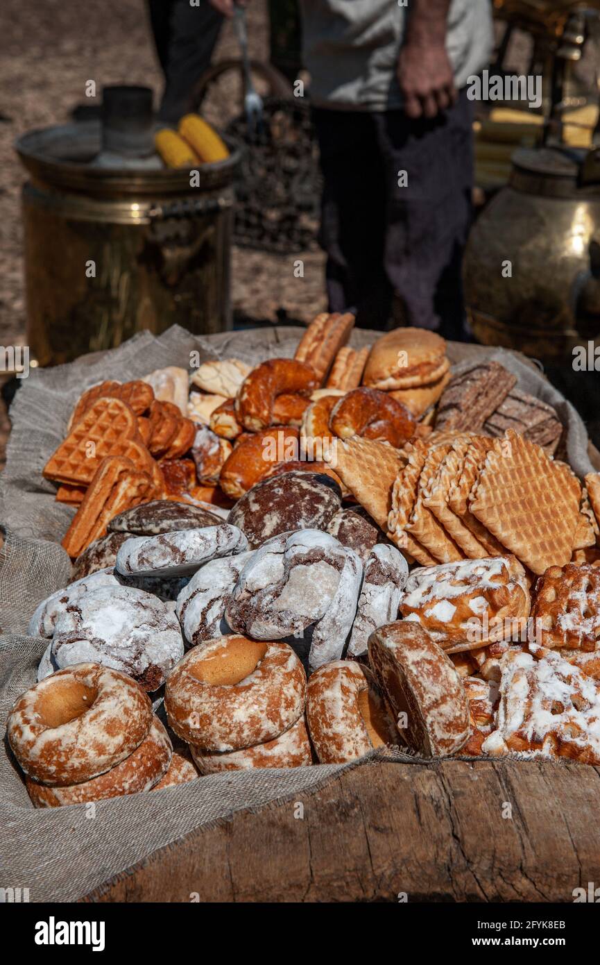 An assortment of artisan bread is available at the farmers ' market