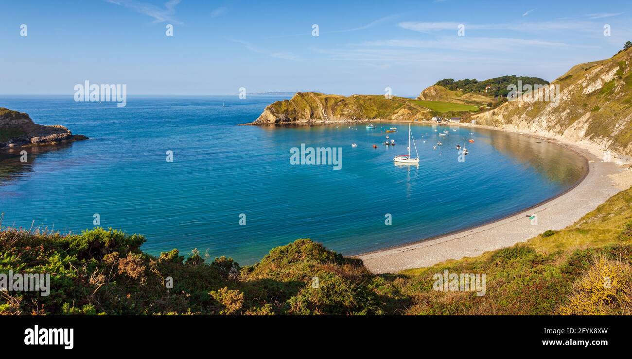 A lovely sunny morning at the picturesque Lulworth Cove in Dorset. Stock Photo