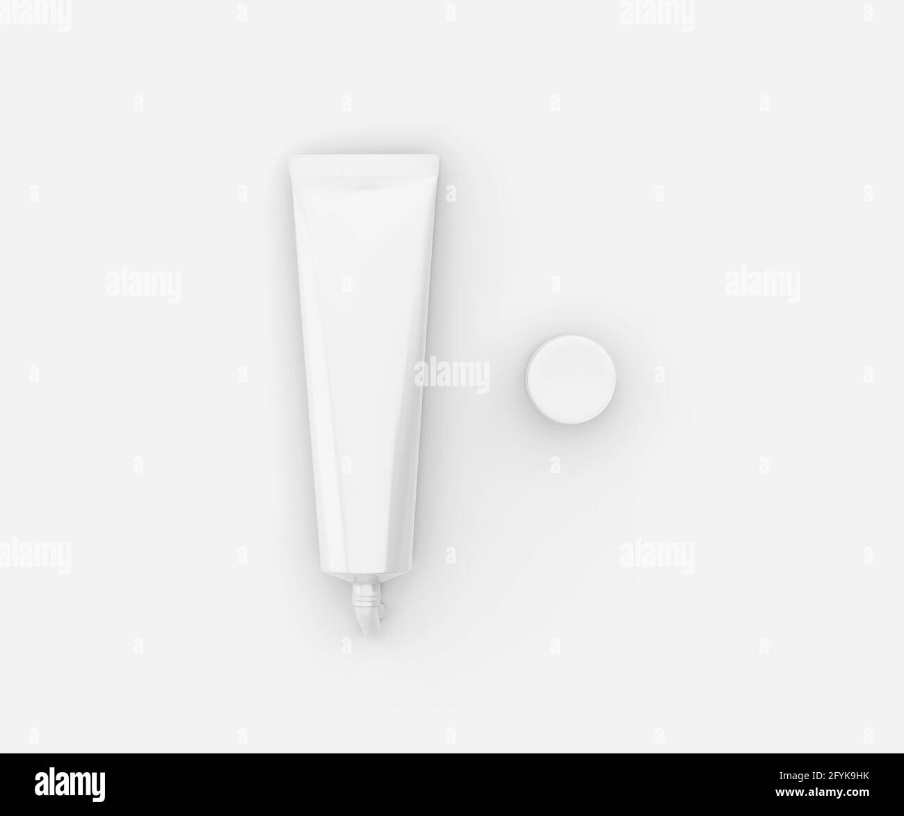 White Toothpaste Tube with Box, Blank Container 3D Rendering isolated on light background Stock