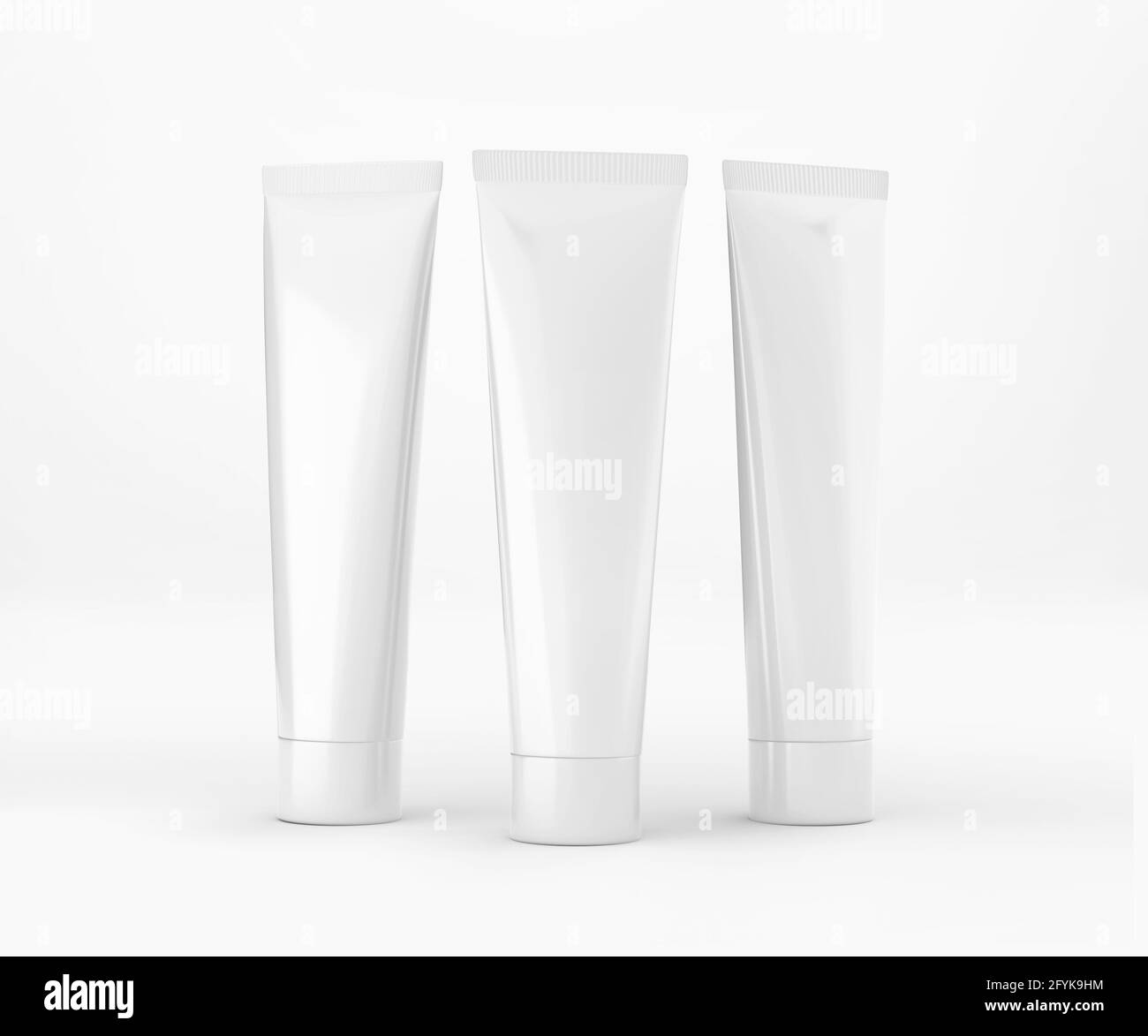 White Toothpaste Tube with Box, Blank Container 3D Rendering isolated