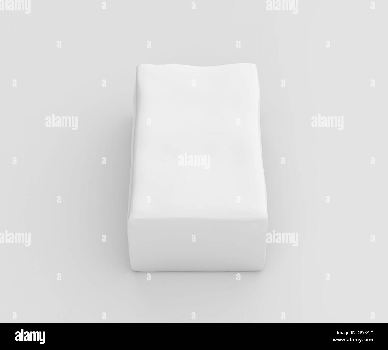 White Coffee Paper Bag Mockup, Blank Beans Container 3D Rendering isolated on light gray background Stock Photo