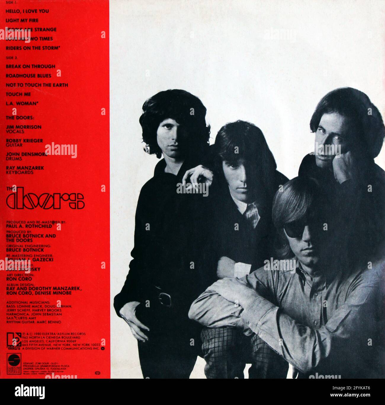 The Doors: 1980. LP back cover: Greatest Hits Stock Photo