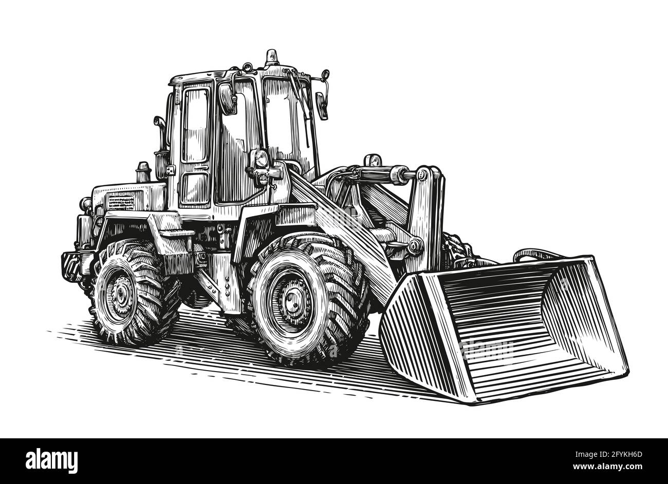 Sketch Excavator Bulldozer, Construction Machine Doodle Hand Drawn 2211483  Vector Art at Vecteezy