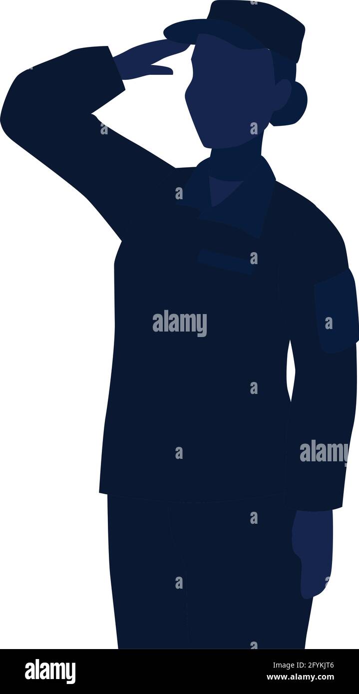 Silhouette of a US army woman Stock Vector