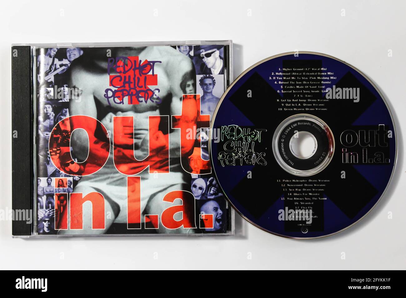 CD of Out in LA is a compilation of rare tracks by the Red Hot Chili Peppers music album.  Album cover Stock Photo