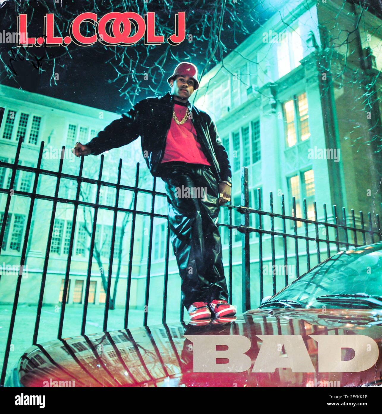 Hip hop artist, LL Cool J music album on vinyl record LP disc. Titled: Bigger and Deffer album cover Stock Photo