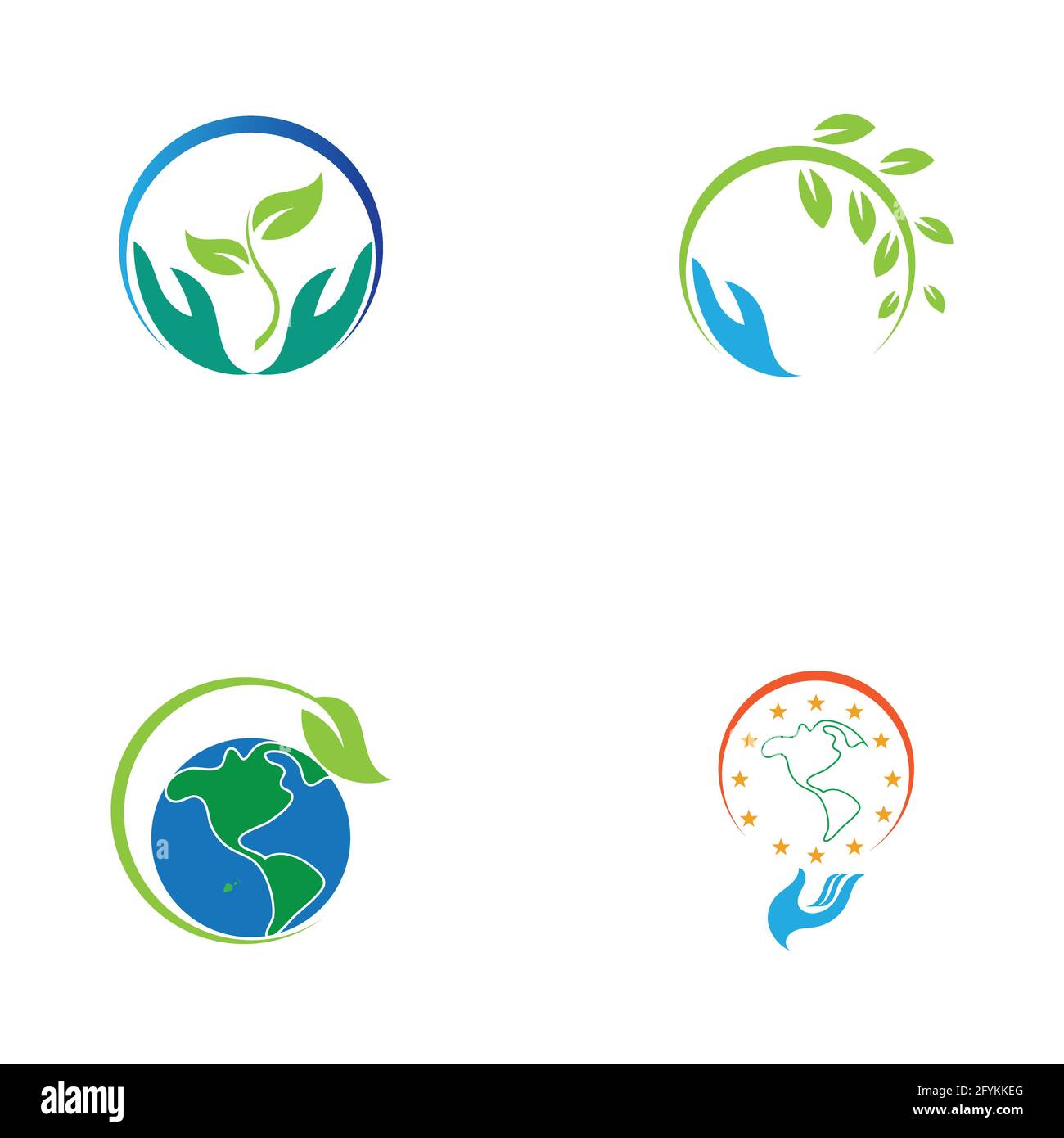 creative happy earth day logo set  illustration design template Stock Vector