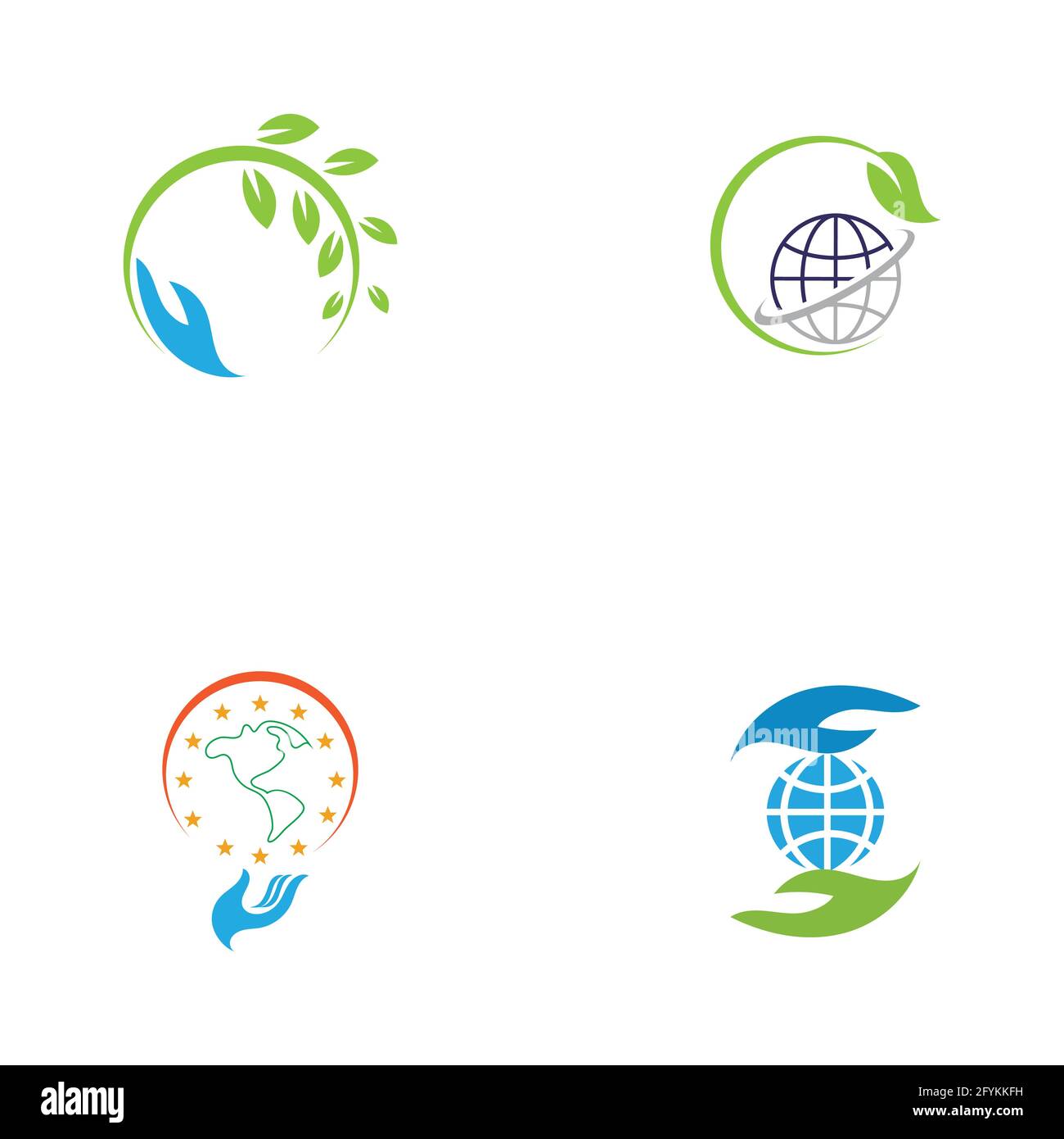 creative happy earth day logo set  illustration design template Stock Vector