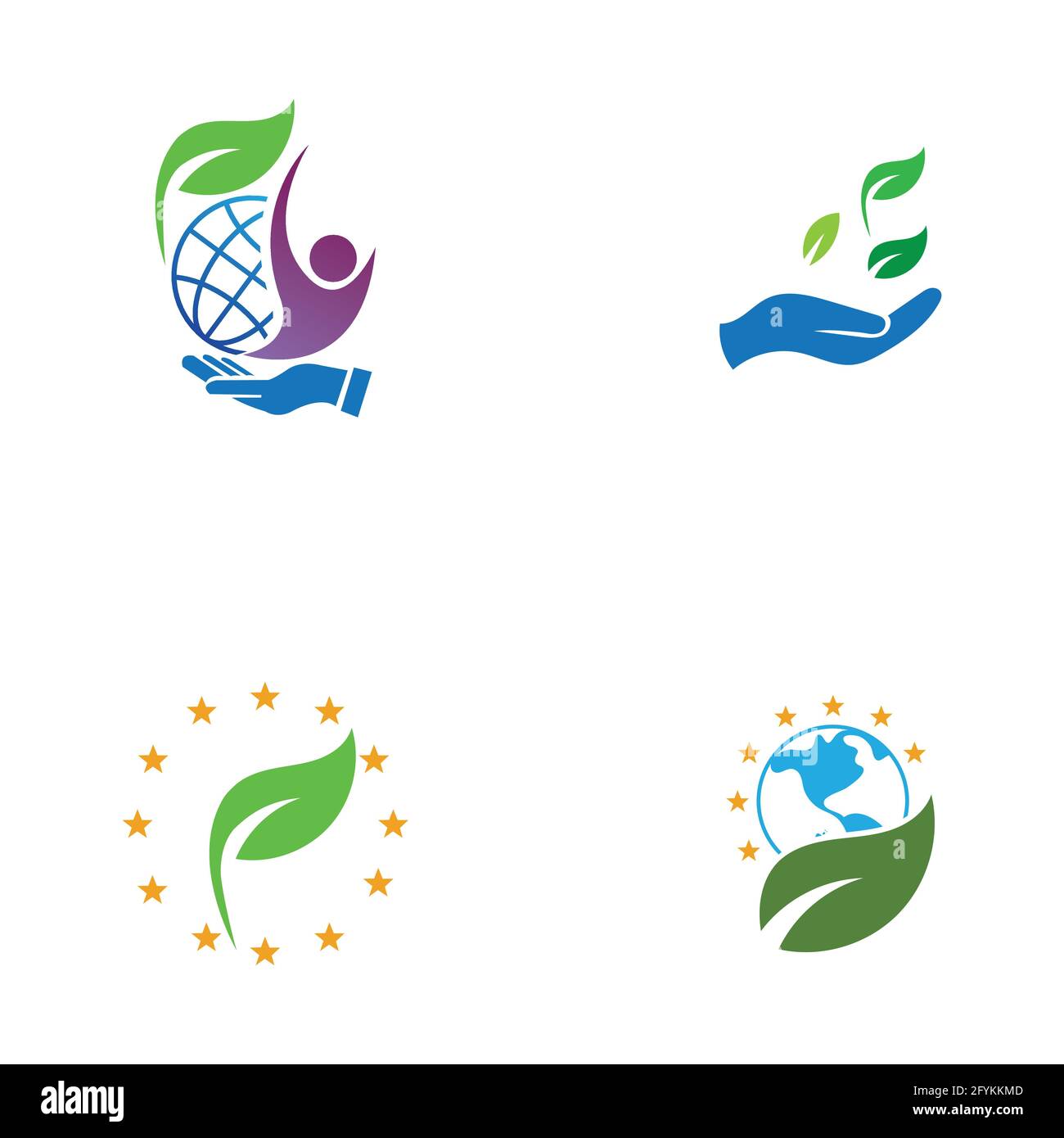 creative happy earth day logo set  illustration design template Stock Vector