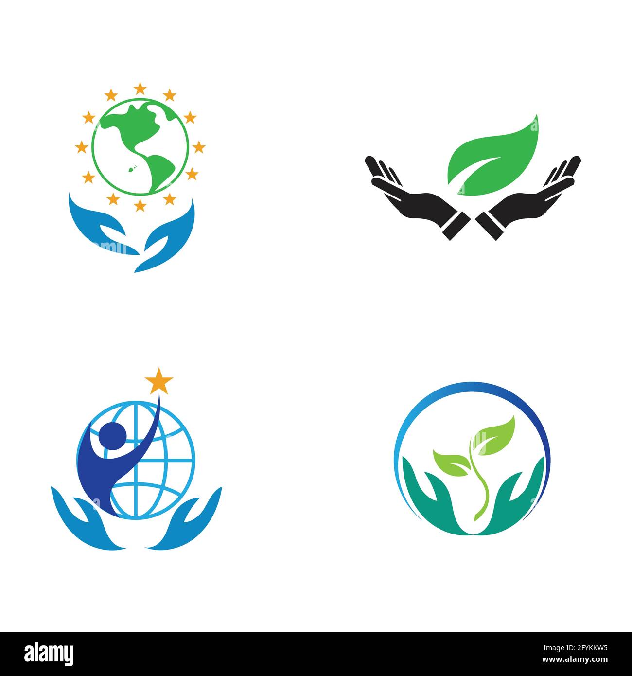 creative happy earth day logo set illustration design template Stock ...