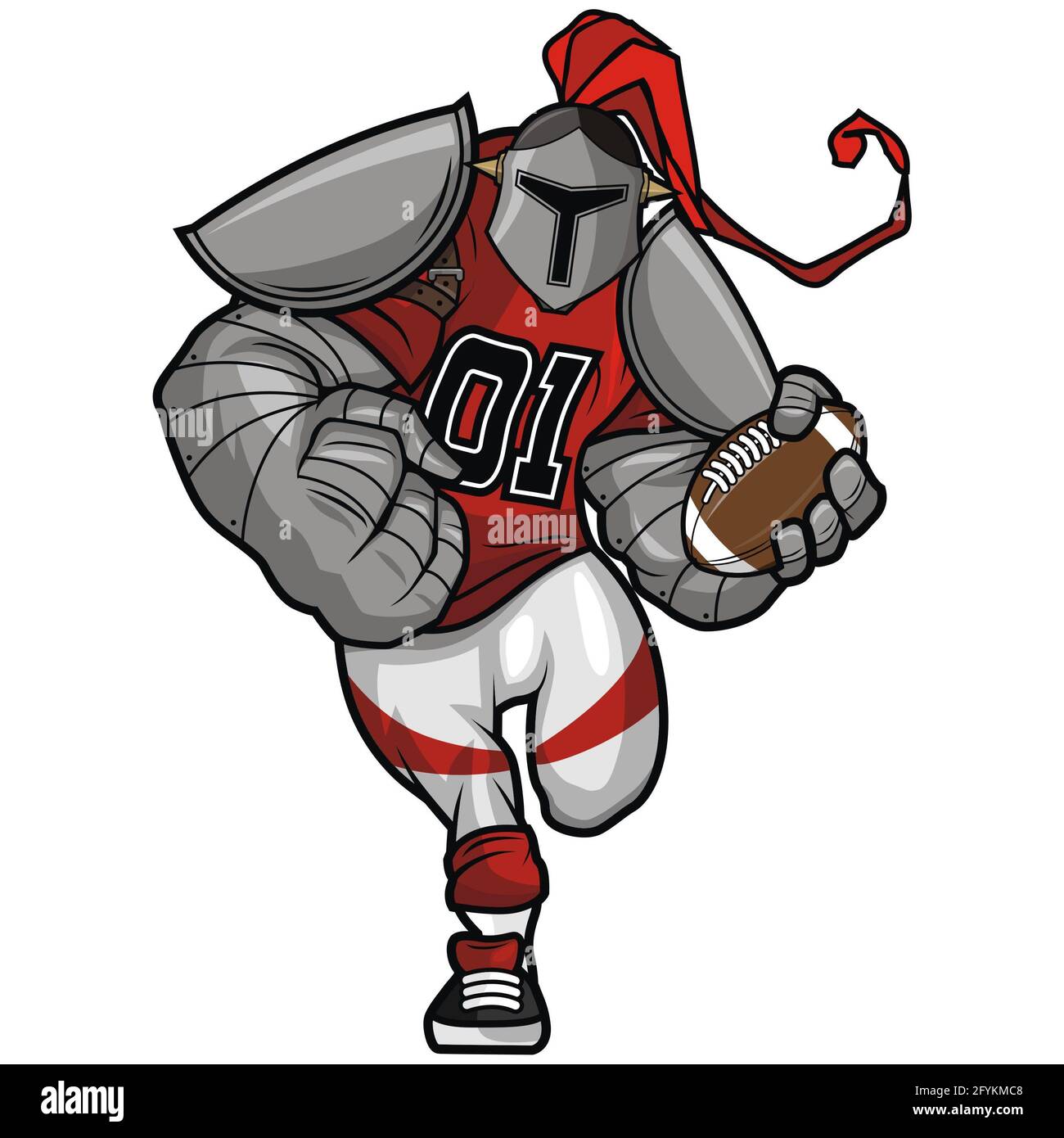 American Football character mascot design with Silver Knight theme, for merchandising, stickers or t-shirts Stock Photo