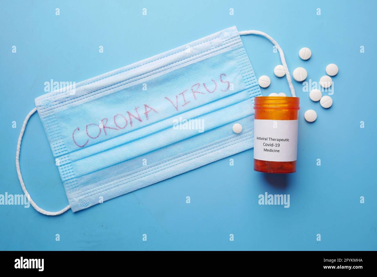 Blue medical masks on table hi-res stock photography and images - Alamy