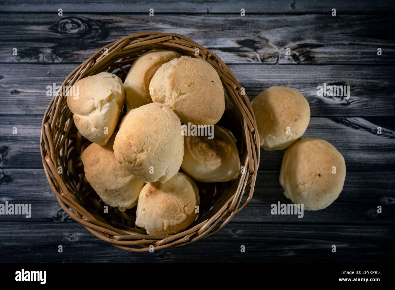 Homemade cassava and cheese bread called chipa. Classic cheese bread from Argentina, Paraguay and Brazil. Stock Photo