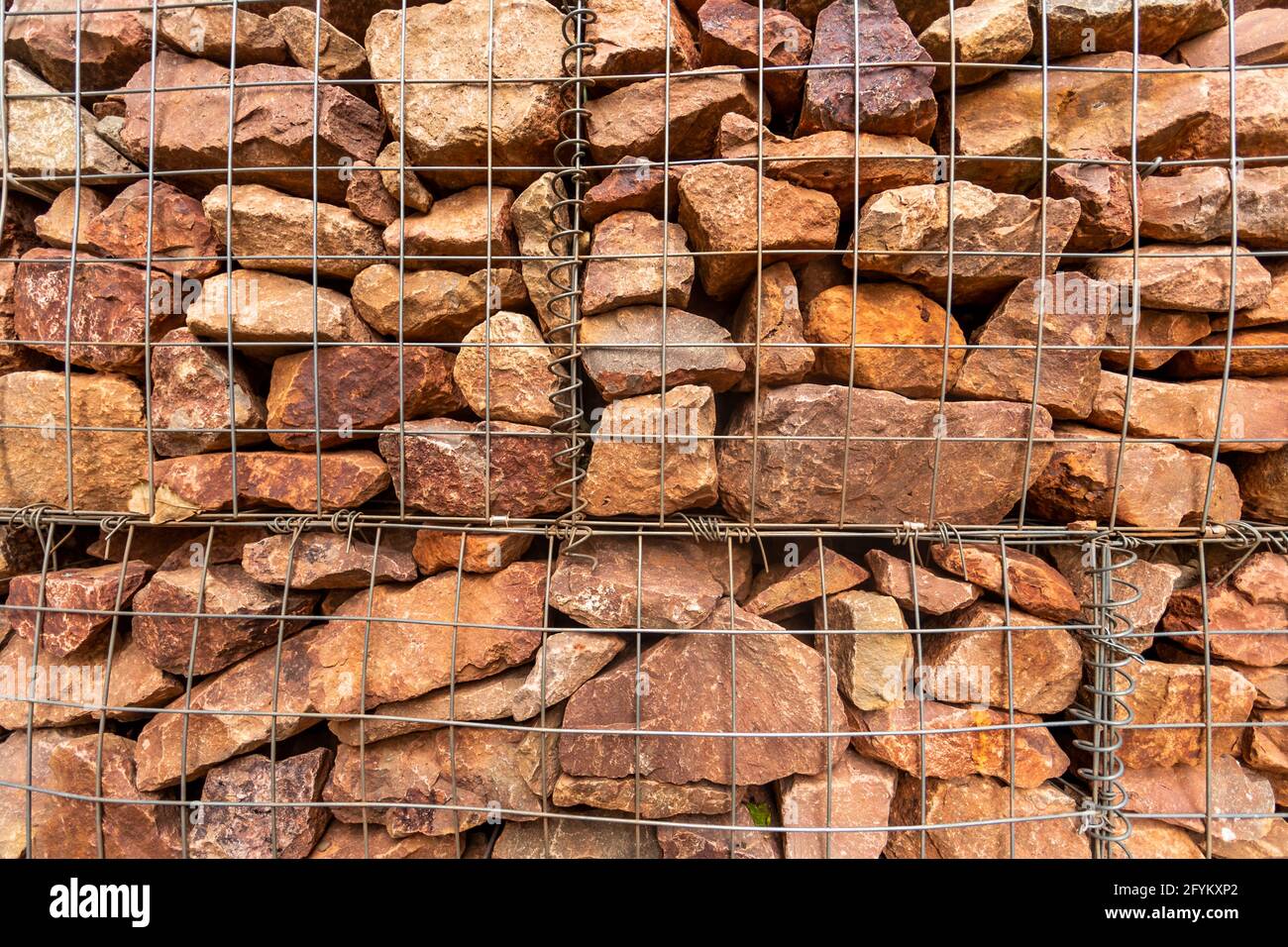 Gabion retaining wall. Lydney Dock, Forest of Dean. UK Stock Photo Alamy