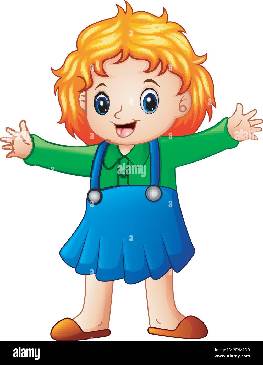 Cute blonde little girl waving hand Stock Vector Image & Art - Alamy