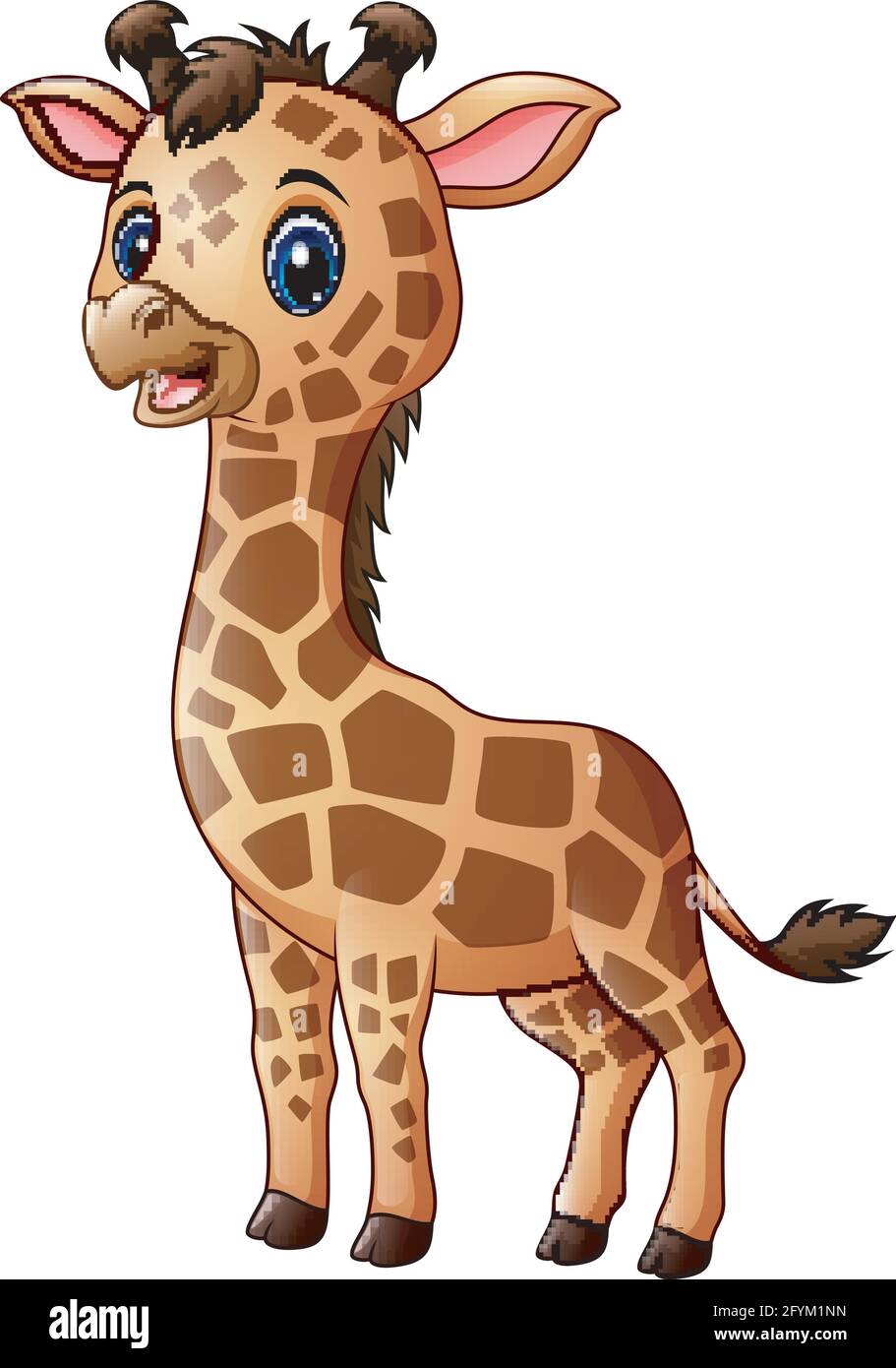 Cute giraffe cartoon isolated on white background Stock Vector Image ...