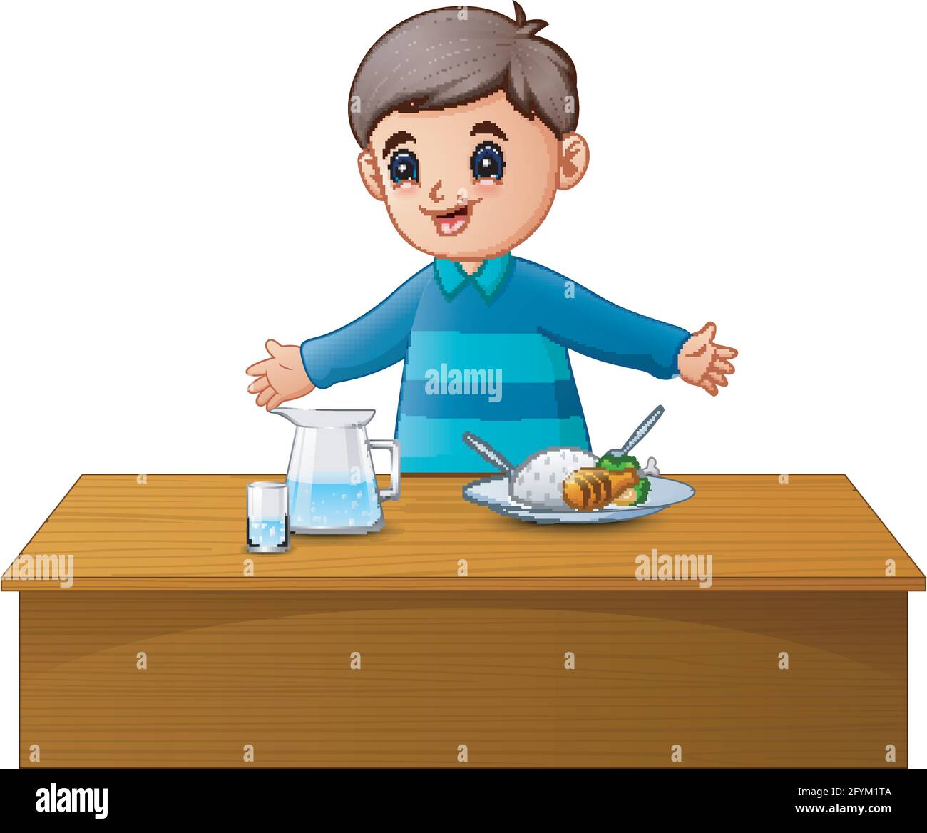 Cartoon happy boy and healthy food on dining table Stock Vector Image & Art - Alamy Cartoon happy boy and healthy food on dining table Stock Vector Image & Art - Alamy