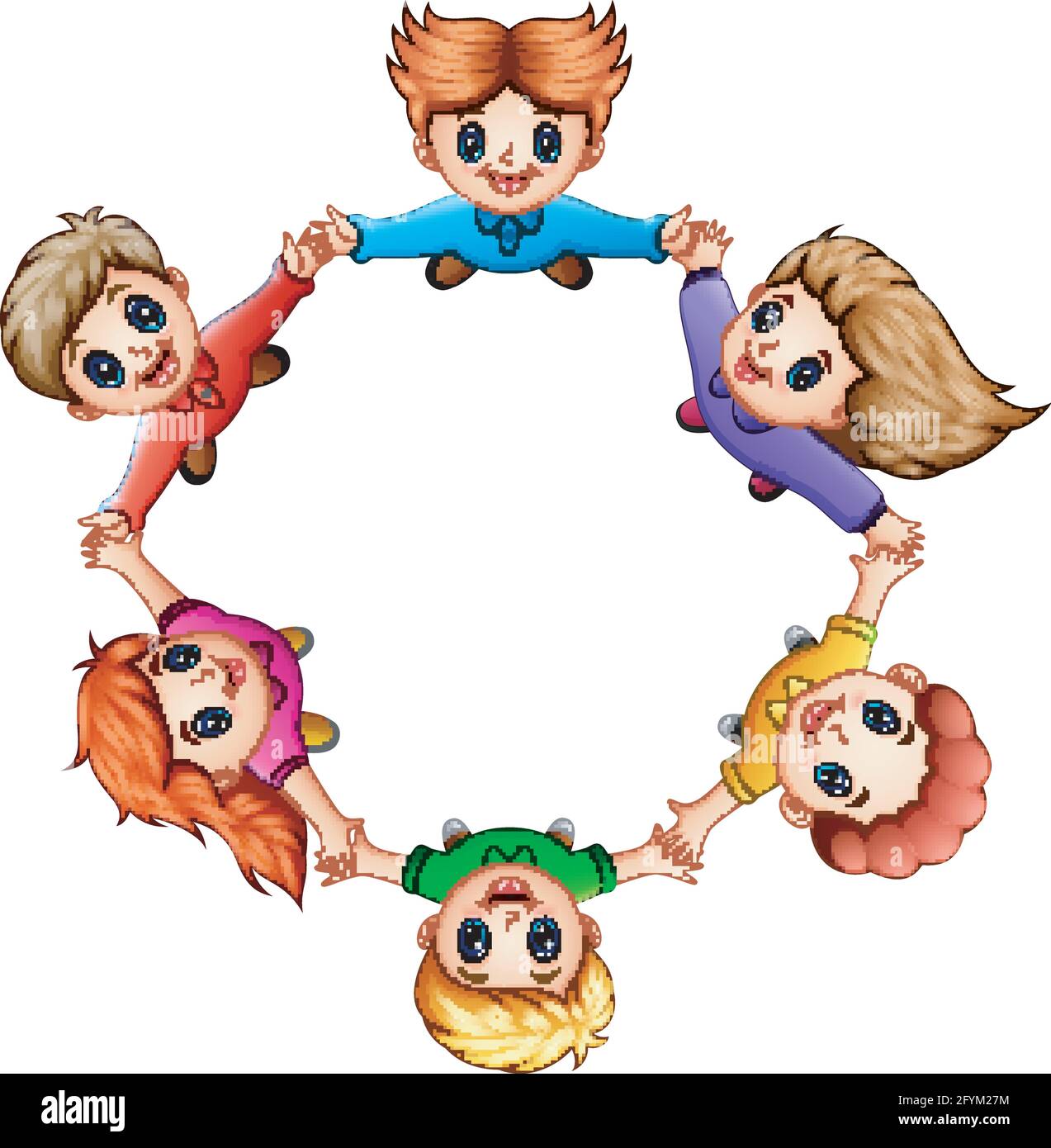 Happy kids holding hands together Stock Vector Image & Art - Alamy