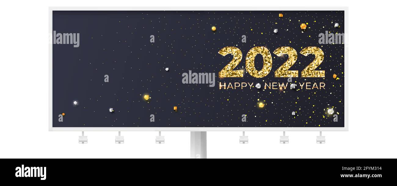 Hit Christmas Banner 2022 Happy New Year 2022. Christmas Banner With Glittering Golden Dust And  Pearls. Billboard With Greetings Of New Year Stock Vector Image & Art -  Alamy